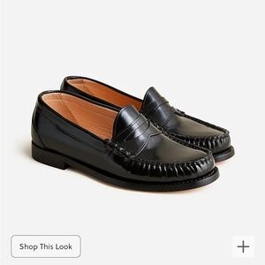New J Crew Genuine Leather Black Penny Loafers Women’s size 9